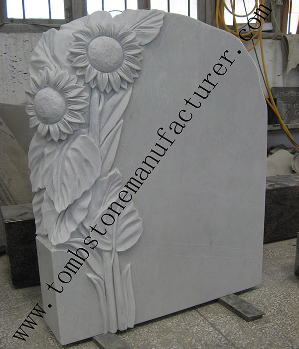 sunflower carving granite headstone2
